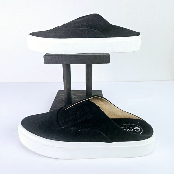 Corso Como Washable Sock Black Leather Platform Slides, CC-Trena, Sz 7 - Picture 2 of 8